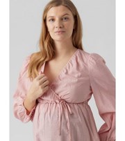Mama.Licious Mamalicious Maternity Pink Puff Sleeve Wrap Top